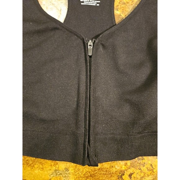 Avia Ladies Zip Front Sports Bra  XXL- 2XG Nylon Black *NO pads* ex condition(B2 - Picture 3 of 8